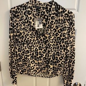 Leopard button down blouse